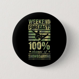 Weekend Forecast 100 Percent Chance Of Snowboardin 6 Cm Round Badge