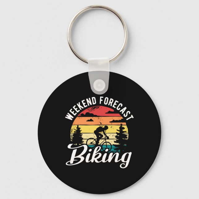 Weekend Forecast Biking Downhill Cycling Mountain  Key Ring (Front)