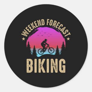 Weekend Forecast Biking Mountain Biking  Classic Round Sticker