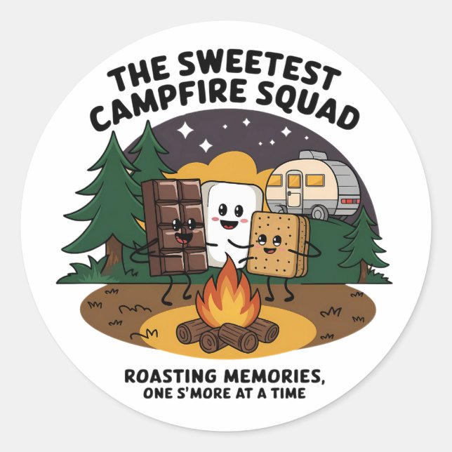  Weekend Forecast: Camping & Drinking Classic Round Sticker (Front)
