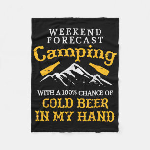 Weekend Forecast Camping Funny Camp Camper Dad Men Fleece Blanket