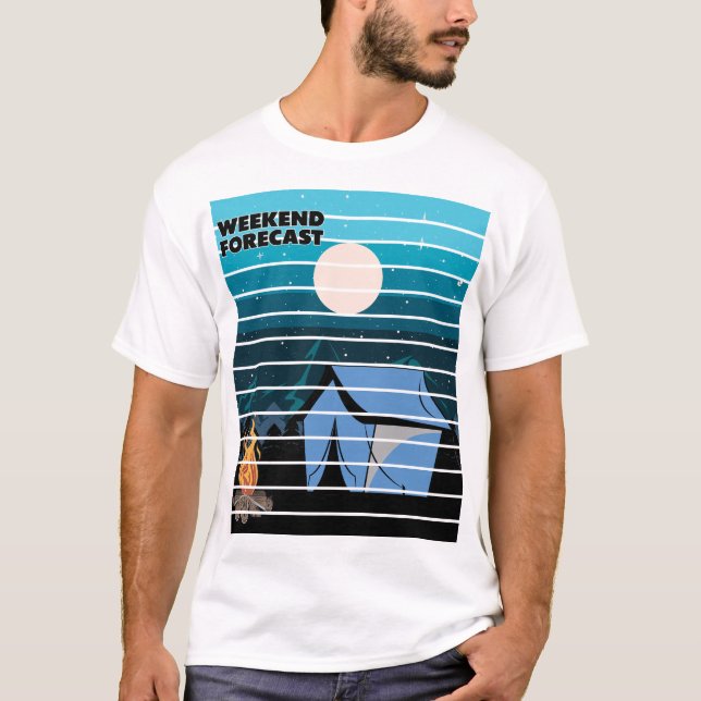 Weekend Forecast Camping Tent Fire T-Shirt (Front)