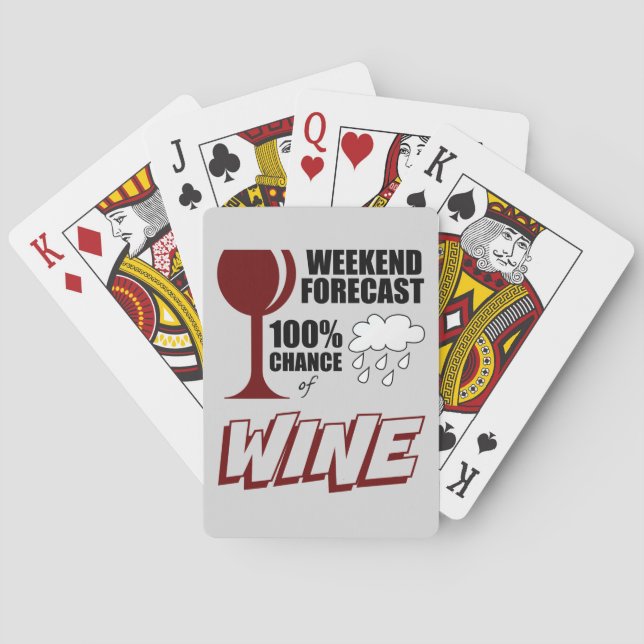 Weekend Forecast Cloudy 100% Chance of Wine Playing Cards (Back)