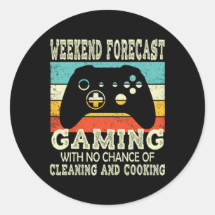 Weekend Forecast Gaming Retro Gaming 1  Classic Round Sticker