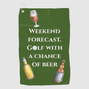 Weekend Forecast Golf with Chance of Beer Golf Towel