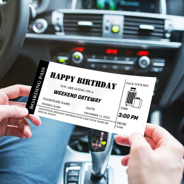 Weekend Getaway Birthday Boarding pass Ticket Invitation (Creator Uploaded)