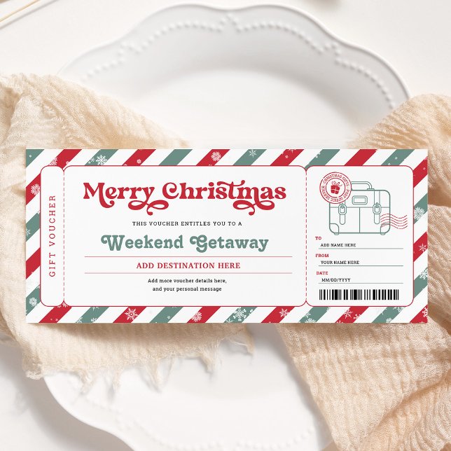 Weekend Getaway Christmas Gift Ticket Voucher Invitation (Creator Uploaded)