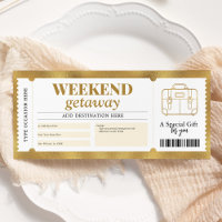 Weekend Getaway Gift Trip Travel Gold Voucher