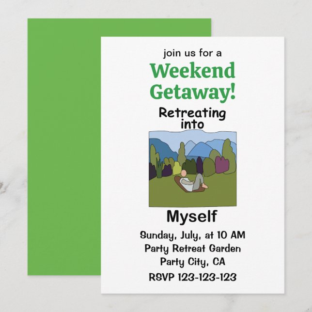 Weekend Getaway Retreating Into Myself Party Invitation (Front/Back)