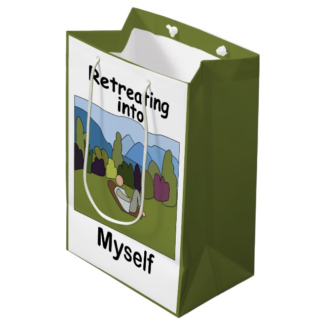 Weekend Getaway Retreating Into Myself Party Medium Gift Bag (Front Angled)