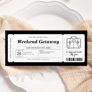 Weekend Getaway Surprise Gift Ticket Voucher Invitation