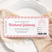 Weekend Getaway Trip Pink Gift Travel Voucher