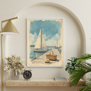 Weekend in the Hamptons – Retro East Coast Seaside Poster
