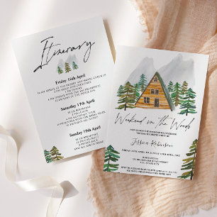 Weekend in the wood watercolor bachelorette party invitation