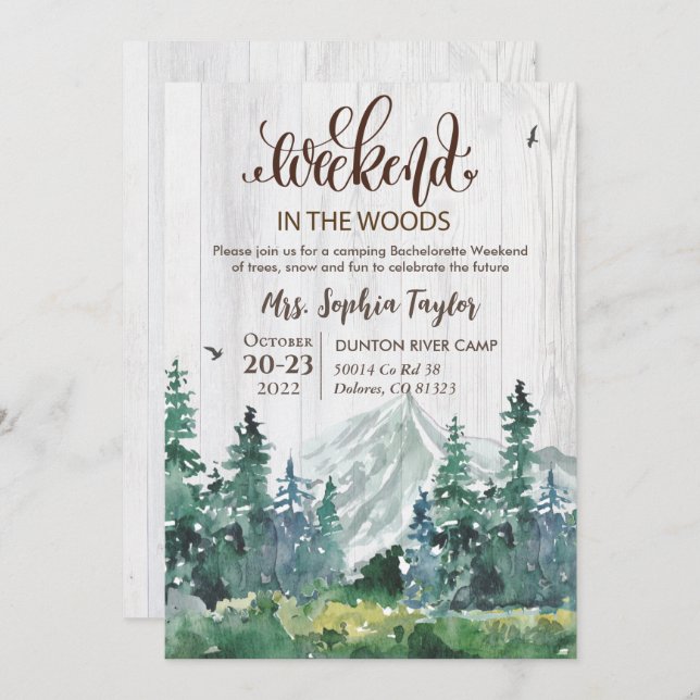 Weekend in the Woods Bachelorette Invitation (Front/Back)