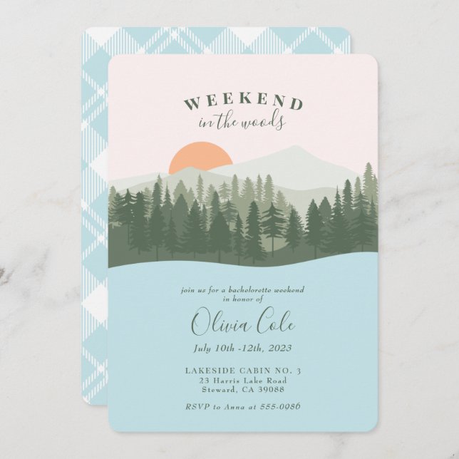 Weekend in the Woods Bachelorette Invitation (Front/Back)