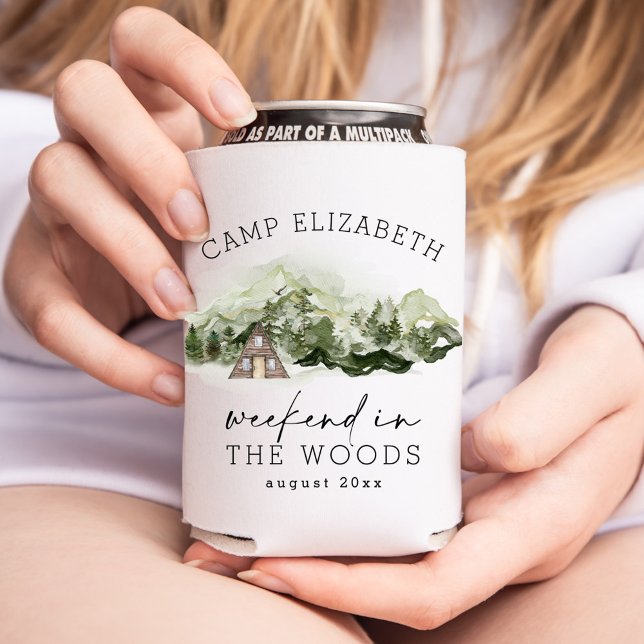Weekend in the Woods Camping Bachelorette Can Cooler (Creator Uploaded)