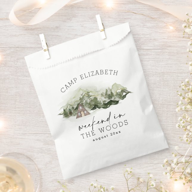 Weekend in the Woods Camping Bachelorette Favour Bag (Clipped)