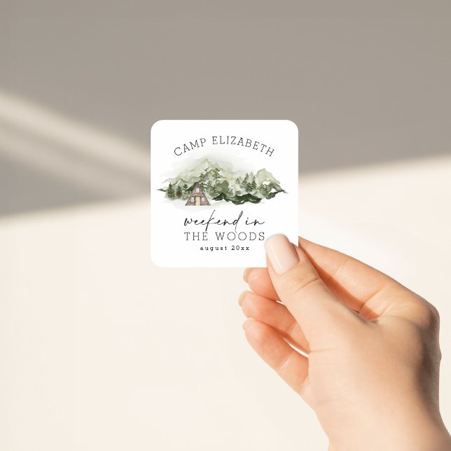 Weekend in the Woods Camping Bachelorette Square Sticker (Creator Uploaded)