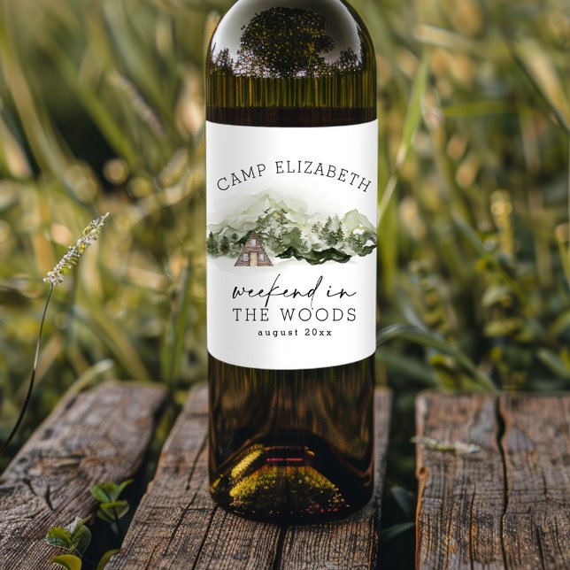 Weekend in the Woods Camping Bachelorette Wine Label (Creator Uploaded)