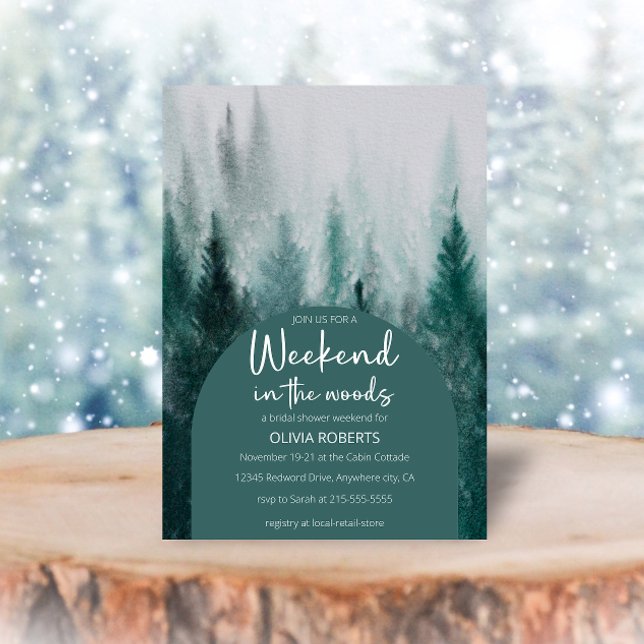 Weekend in the woods Forest Green Bridal Shower  Invitation (Creator Uploaded)