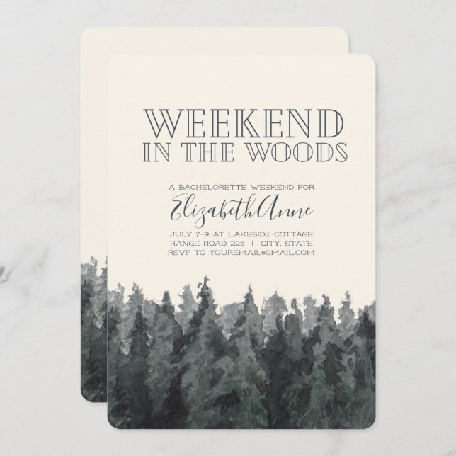 Weekend in the Woods Party Invitation (Front/Back)
