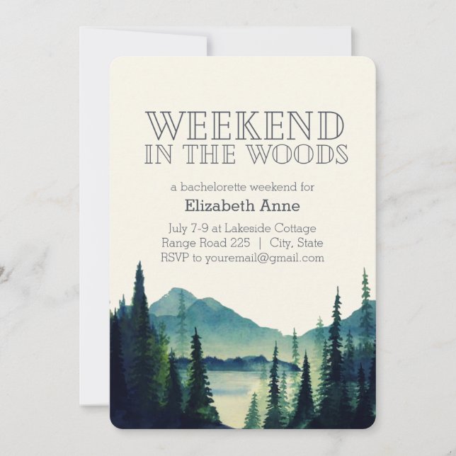 Weekend in the Woods Party Invitation (Front)