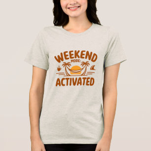 Weekend Mode Activated Hammock Sunset Design Tri-Blend Shirt