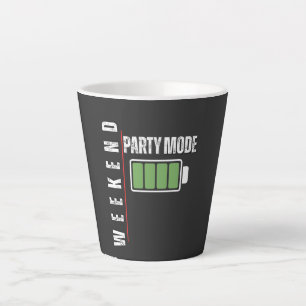Weekend Mode Party – Full Battery Graphic Design Latte Mug
