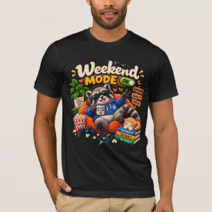Weekend Mode Racoon – Funny Lazy Animal Cosy Week T-Shirt
