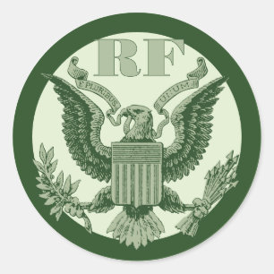 Weekend Money Game Vintage Green Eagle Crest Mono Classic Round Sticker