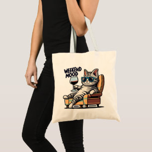 Weekend Mood Cat Chill Tote Bag
