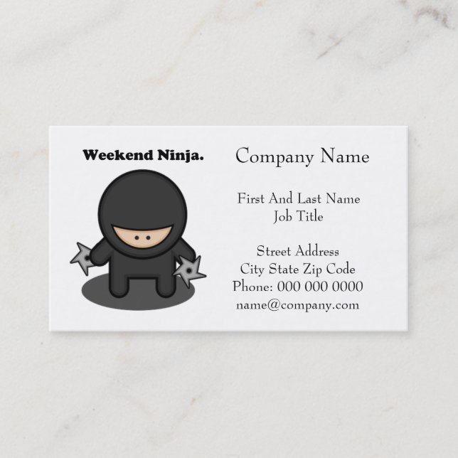 Weekend Ninja Funny Cute Japan Cartoon Business Card (Front)