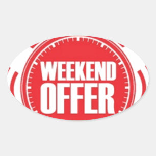 weekend offer oval sticker