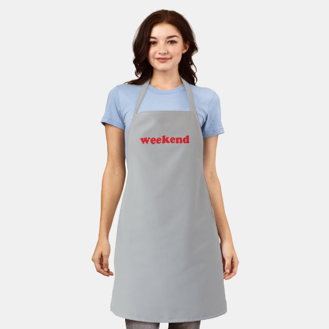 Weekend red and grey modern cool kitchen apron (Worn)