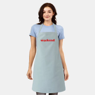 Weekend red and light dusty blue kitchen apron