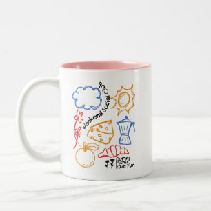 Weekend Social Club Colourful Picnic Doodle Two-Tone Coffee Mug