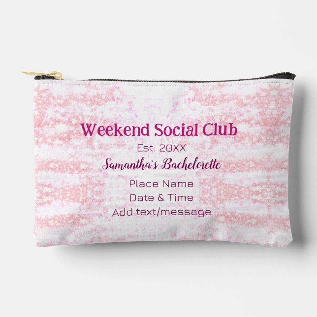 Weekend Social club pink glitter bachelorette part Accessory Pouch (Front)