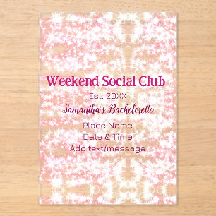 Weekend Social club pink glitter bachelorette part Acrylic Invitations