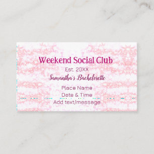 Weekend Social club pink glitter bachelorette part Business Card