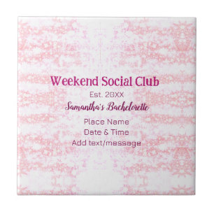 Weekend Social club pink glitter bachelorette part Ceramic Tile
