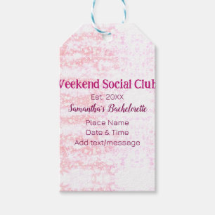 Weekend Social club pink glitter bachelorette part Gift Tags