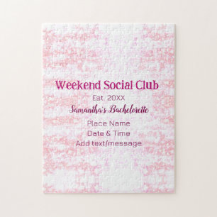 Weekend Social club pink glitter bachelorette part Jigsaw Puzzle