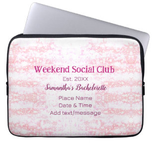 Weekend Social club pink glitter bachelorette part Laptop Sleeve