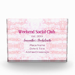 Weekend Social club pink glitter bachelorette part Photo Block