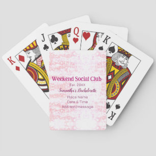 Weekend Social club pink glitter bachelorette part Playing Cards
