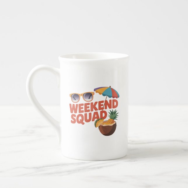 Weekend Squad Bone China Mug (Left)