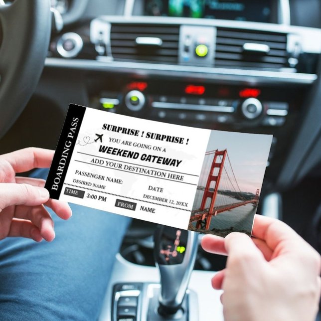 Weekend surprise Getaway Boarding pass Ticket  Invitation (Creator Uploaded)