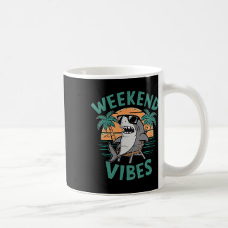 Weekend Vibes Shark Sungles Relax On Beach Retro S Coffee Mug