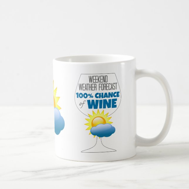 Weekend Weather Forecast Sunny 100% Chance of Wine Coffee Mug (Right)